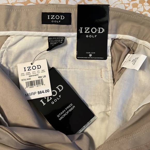 IZOD men’s golf pants. 34x32. New with tag. Beige - Picture 4 of 7